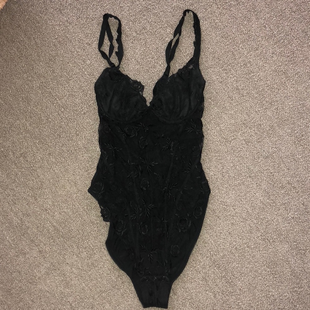 La Perla black bodysuit with rose design